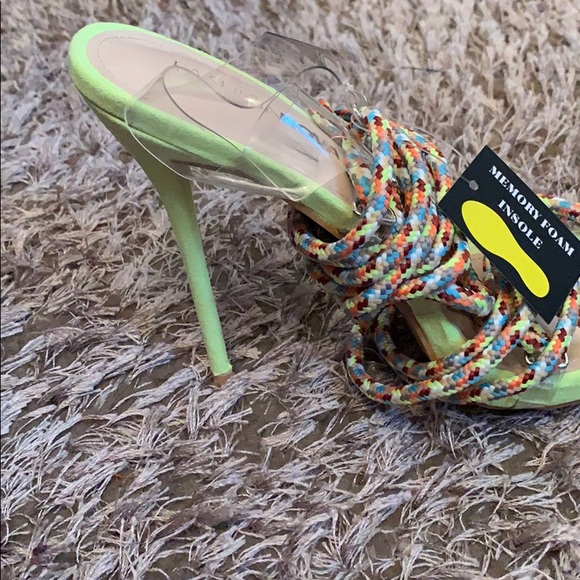 Never worn. Lace up multicolor heels - Picture 2 of 5